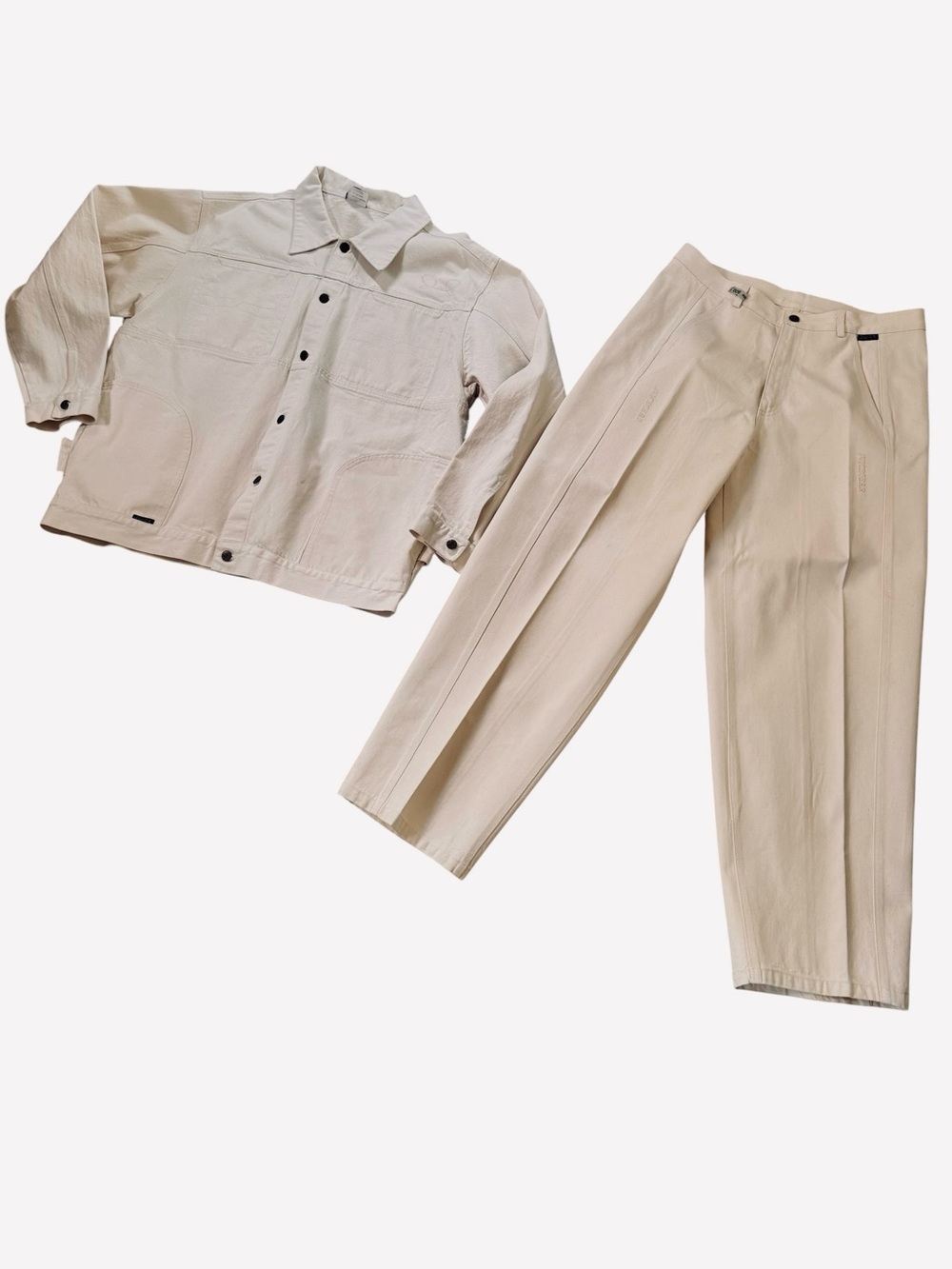 Vintage JUICE Men’s Cream Chore Denim Twill Utility Jacket and Pant Set Size 2XL